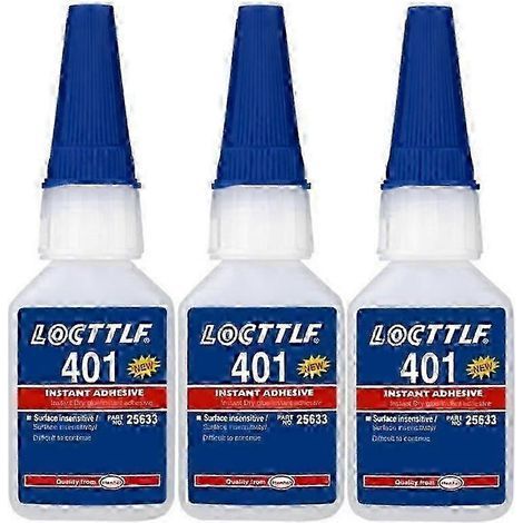 3 flacons de 20 ml de colle Loctite 401 Instant Fast Glue. colle super forte multi-usages. colle liquide incolore ultra-résistante. (1/5)