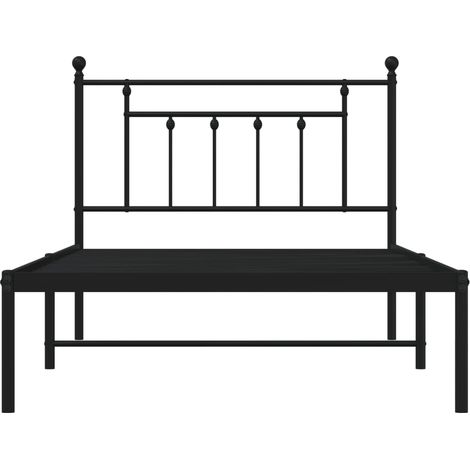 vidaXL Cadre de lit métal sans matelas avec tête de lit noir 107x203cm (1/5)