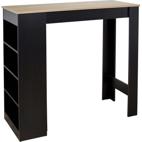 The Home Deco Factory – Table mange debout 4 étagères – Noir – Design moderne pour espaces conviviaux – Idéal pour repas en extérieur