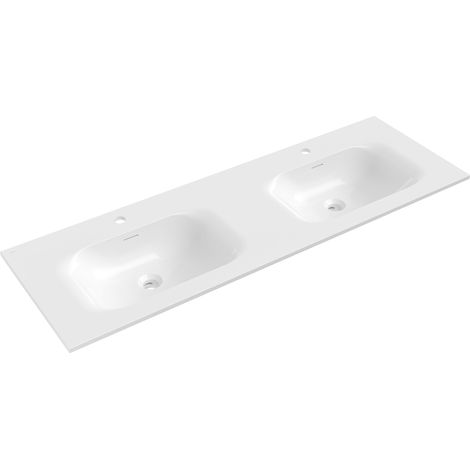 Mexen Vela lavabo empotrado en encimera doble 141 x 46,5 cm, blanco brillo - 25231400D (1/3)