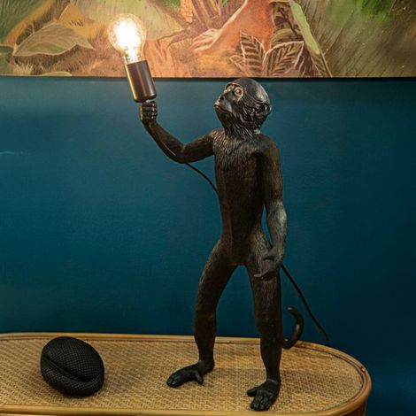 Dmora - Lámpara de mesa Piet, Luz de escritorio, Luz de oficina, Lámpara de trabajo, 26x34 h55 cm, Negro (1/5)