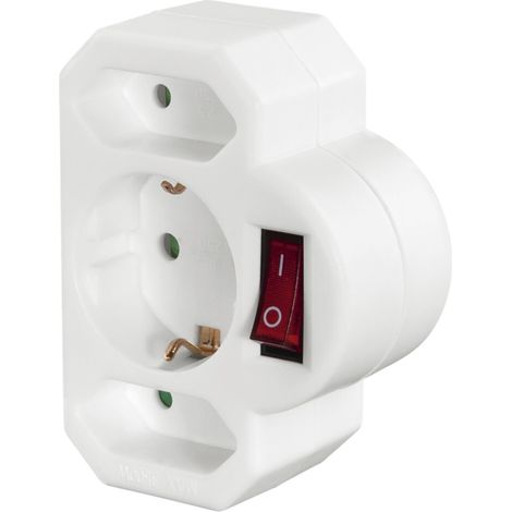 Hama adattatore multipresa 3-facciale bianco con interruttore (1/5)