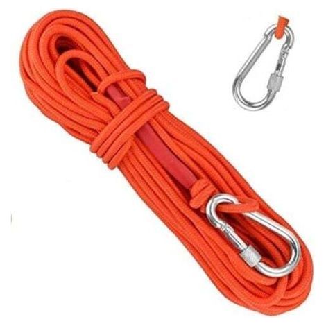 20M Braided PP Climbing Rope with Carabiner, UV Protection, Anti-Mildew, Anti-Corrosion, Multifunctional, for Fishing, Mountaineering, Camping, Rescue and Rescue (1/4)