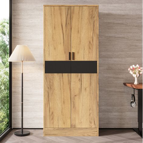 Armadio alto 60x35x160 cm in truciolare rovere con chiusura ammortizzata da ufficio – MEUBLIV (1/5)