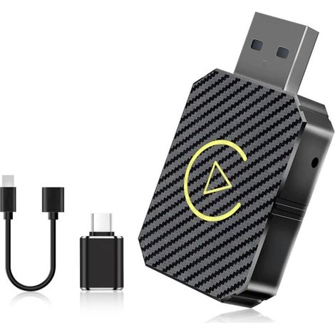 Carplay sans Fil, Adaptateur Carplay sans Fil, Carplay Android Auto, Carplay sans Fil, 2 en 1 Wireless Carplay Adapter pour Voitures équipées De Carplay & AA,USB C/A (Noir) (1/4)