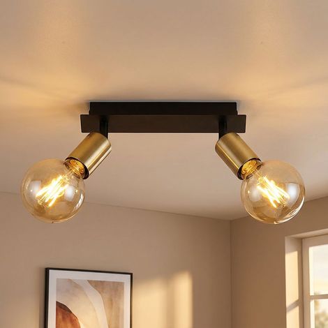 Plafoniera Lampada da soffitto Lampada da soggiorno in ottone antico nero mobile L 25 cm