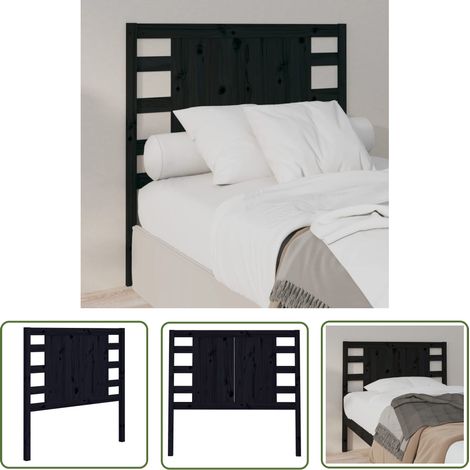 The Living Store Tête de lit Noir 106x4x100 cm Bois massif de pin - Tête De Lit - Tête De Lit Bois - Tête De Lit Noire - Meuble Chambre - Mobilier Chambre (1/5)