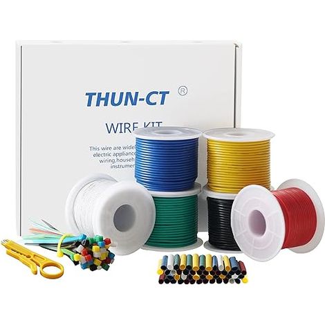 22AWG 0.3mm² Silicone Electric Wire Kit, 6 Colours, 23 ft Tinned Copper Multistrand Flexible Silicone Wire for RC, LED, Electronics, Model Making and DIY (1/5)