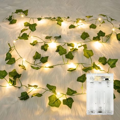 Guirlande Lumineuse,Guirlande Feuille 2M,guirlande lierre lumineuse 20 LEDS,guirlande de lierre lumineuse pour Lntérieur,Mariage,Bureau,Décoration de Fête (1/5)