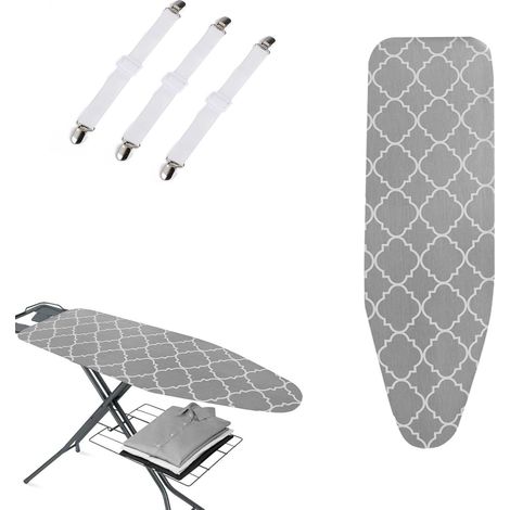 Housse Table à Repasser, Coton Housse Fer Repasser, élastique Fer, 110x34cm, avec tendeur pour Un Maintien Solide, Adaptée aux Fers à Vapeur (1/5)