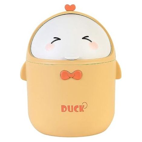 (Jaune)Mini Poubelle De Bureau Avec Couvercle, Poubelle de Style Dessin Animé Mignon Portable, Poubelle Bureau, Petite Poubelle de Salle De Bain, pour Chambre à Coucher, Bureau, Salon (1/5)