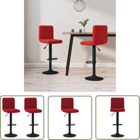 The Living Store Tabourets de bar lot de 2 rouge bordeaux velours - Tabouret De Bar - Chaise De Comptoir - Fauteuil De Bar - Meuble De Salle À Manger - Mobilier Contemporain (1/5)
