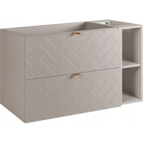 Rodan Waschbeckenunterschrank 100 cm, Beige Matt, 46 x 100 x 60,7 cm, ohne Waschtischplatte, mit beigem Badregal, feuchtraumgeeignet, Badmöbel