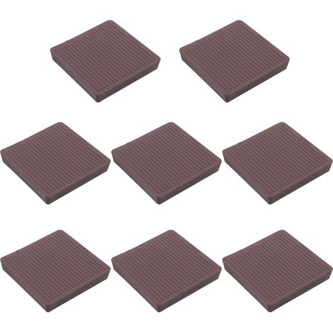 Coupelles Antidérapantes en Caoutchouc Carrées Café, Lot de 8 (1/5)