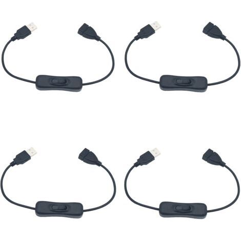 Interrupteur USB, 4 pcs 30 cm USB Câble d'extension avec Interrupteur on/Off, compatible pour enregistreur de conduite, lampe de burea, bande LED (1/5)