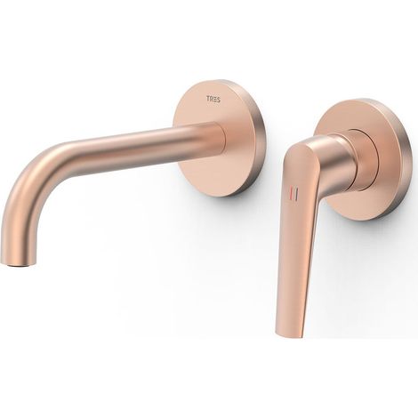 TRES 28130021OPM FUJI Pieza Vista para Cuerpo Empotrado De Lavabo Color Oro Rosa Mate 24K - ref: 28130021OPM