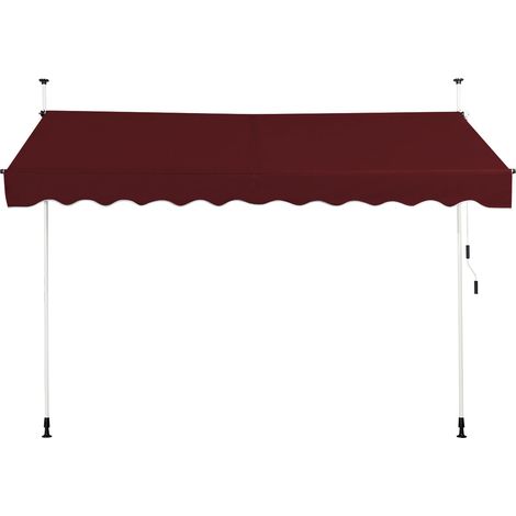 Tenda da sole retrattile 300 x 125 cm per terrazza e balcone con regolazione in altezza e inclinazione design moderno in alluminio rosso 200010435
