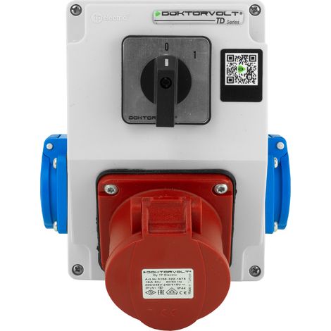 Coffret électrique de chantier 16 A, 2 x 230 V, Erbetka IP44, avec interrupteur à came 0-1, Doktorvolt DV-5220-D (1/5)