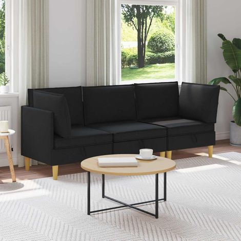 vidaXL Modular Sofa Set mit Stauraum 3 pcs Schwarz Stoff (1/5)