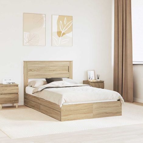 Aufbewahrungsbett Sonoma-Eiche 120 x 200 cm Holzwerkstoff