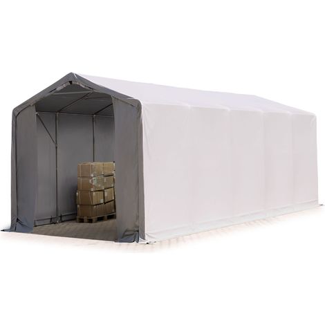 Zelthalle 4x10m Lagerzelt Industriezelt 3m Seitenhöhe PVC Plane 850 N grau 100% wasserdicht Ganzjahreszelt mit Reißverschlusstor
