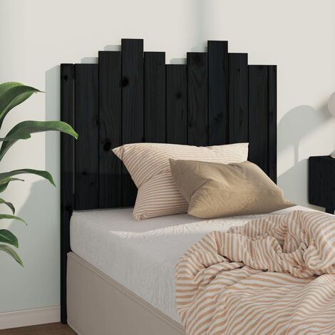 SKM Tête de lit Noir 96x4x110 cm Bois massif de pin (1/5)