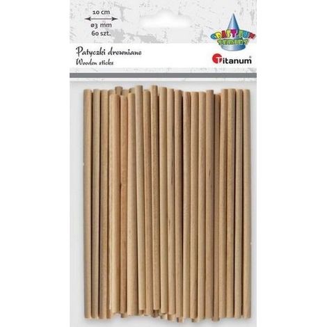 Palitos redondos de madera de 3x100 mm, 60 unidades