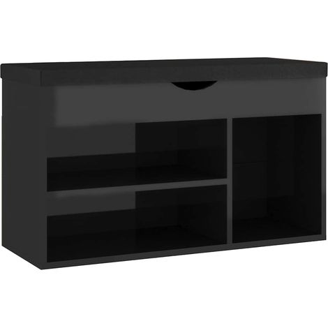 Schuhbank mit Kissen Hochglanz-Schwarz 80x30x47cm Holzwerkstoff vidaXL (1/5)