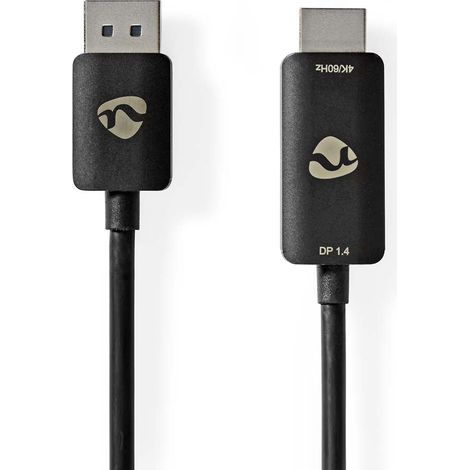 Adaptador displayport displayport hane contacto hdmi 8k30hz niquelado rak 180 metros redondo tpe negro kuvert (1/3)