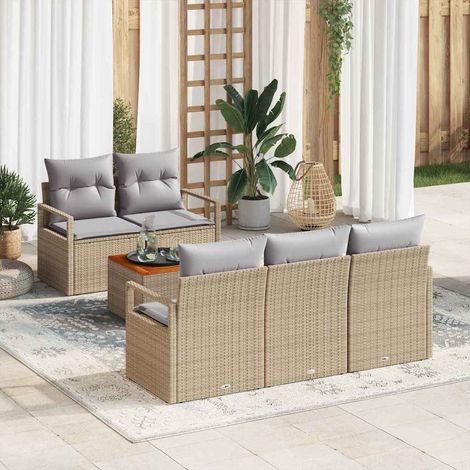 Set Divano da Giardino con cuscino 6 pcs Beige polyrattan vidaXL (1/5)