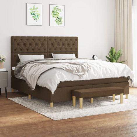 Lit adulte Contemporain  Lit à sommier tapissier avec matelas Marron foncé 160x200 cm 26082 (1/5)