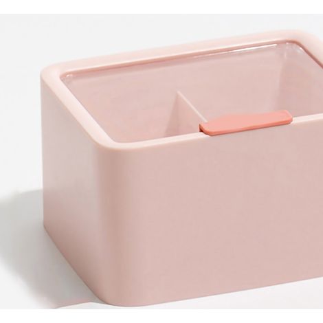 Kosmetikaufbewahrungsbox – Transparente Box mit Deckel, doppelwandig, großes Fassungsvermögen für Lippenstifte, Wattebällchen und Accessoires – Rosa Design für Büro oder Zuhause – 300 g, Kunststoff (1/4)