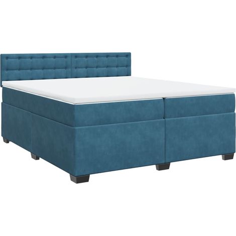 vidaXL Giroletto a Molle con Materasso Blu 200x200 cm in Velluto (1/5)