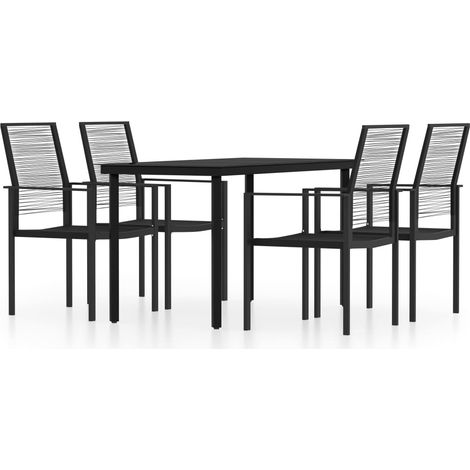 Maison Exclusive - 5-tlg. Garten-Essgruppe Schwarz