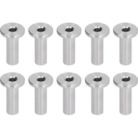 10 manchons de protection en acier inoxydable haute résistance à la traction, anti-fatigue et résistants aux intempéries pour câbles et garde-corps, 3/16 (1/5)