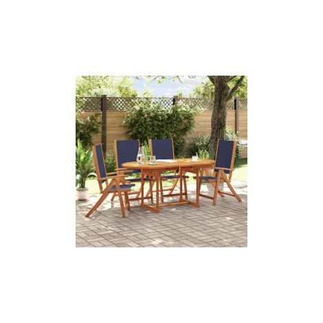Ensemble à manger de jardin 5pcs bois d'acacia solide textilène (1/4)