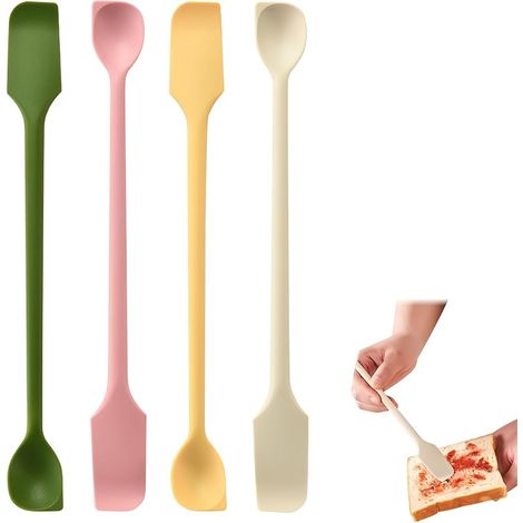 4 Pièces Mini Spatules en Silicone, cuillère réutilisable de maquillage en caoutchouc, Longues Spatules de Cuisine a Double Extrémité, pour Bocaux de Cuisine,Confitures,Bouteilles Étroites, 26cm (1/5)