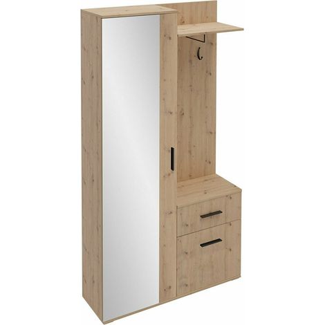 Conjunto para recibidor Stanton 103, Roble Artisan, 195x97x30cm, Espejo, Aglomerado laminado, Colocada