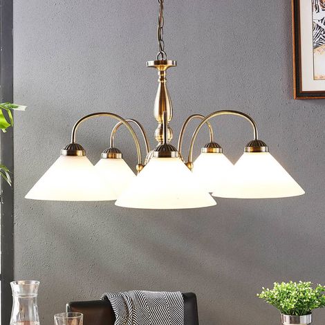 [GEBRAUCHT] B-Ware Lindby Glas Pendelleuchte Otis 5 Flg Deckenlampe Hängeleuchte Deckenlampe E27