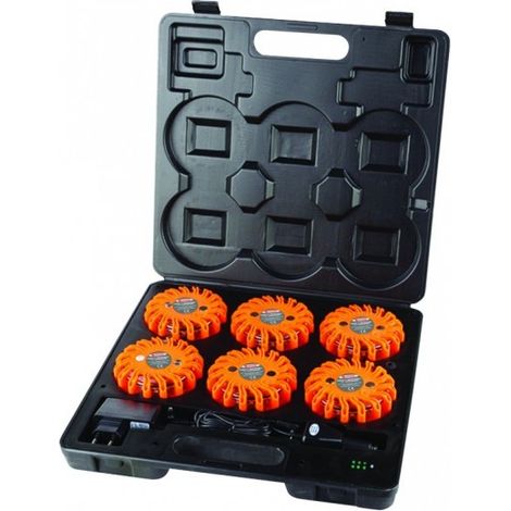 Taliaplast – Balises LED magnétiques rechargeables 6 pièces – Autonomie jusqu'à 21h – Étanches IP68 – Visibilité 300m jour, 1km nuit – 500205