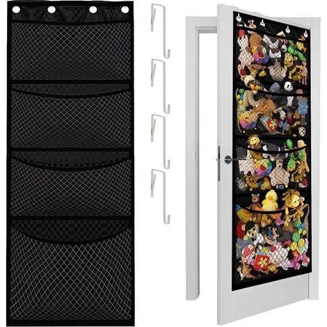 Sac de Rangement Suspendu Gros Sac Suspendu Mural Sac Suspendu en Filet avec Crochet en Métal pour Ranger Les Jouets en Peluche (1/4)