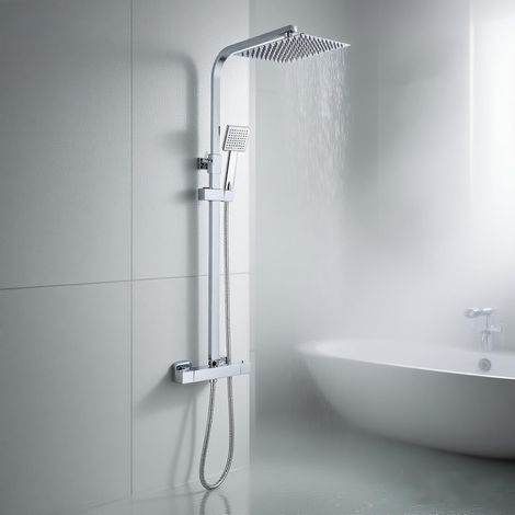 Stanew – Colonne de douche thermostatique – Acier inoxydable – Douchette flexible réglable 700-1150mm – Température constante 38°C – Pommeau pivotant 360° (1/5)