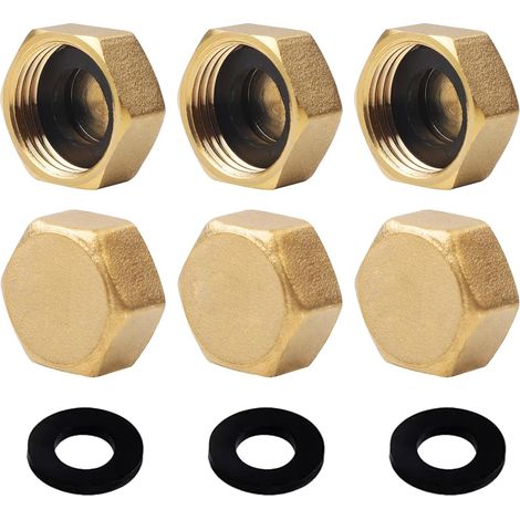 6 Pièces G3/4"(Ø 24mm) Bouchon Plomberie,Bouchon Tuyau Plomberie Pour Tuyau,Robinet,Capuchon En Laiton Hexagonal,Raccord Plomberie Jardin Intérieur (1/5)