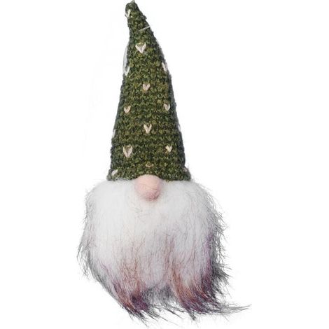 Elfo di Natale con cappello e barba verdi - Decorazione natalizia 20 cm (1/2)