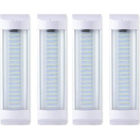 4 barres lumineuses LED d'intérieur 12V blanches 4W 72 LED éclairage de plafond pour fourgon, bande lumineuse universelle pour voiture camping-car caravane autocaravane camion bateau, avec (1/5)