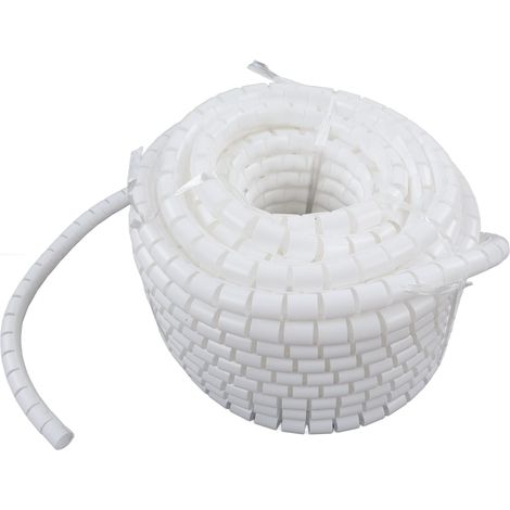 Gaine spiralée flexible pour câbles, protecteur de fils électriques, tube PE enrouleur blanc 28mm 40 mètres, organiseur de cordons robuste. (1/5)