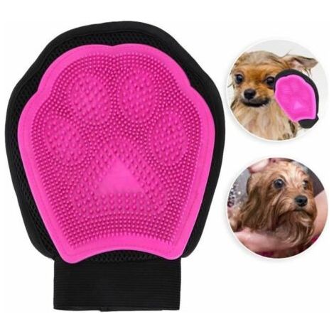 Pet Chien Chat Respirant Gant De Massage Toilettage Cheveux Peigne De Nettoyage Brosse De Bain( Rose ) (1/4)