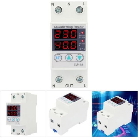 Protecteur de surtension et sous-tension réglable monophasé intelligent 230VAC 63A - Protection électrique pour installations domestiques et professionnelles (1/4)