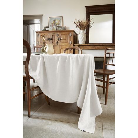 Nappe rectangle 170 x 350 cm lin lavé soline craie Blanc (1/4)