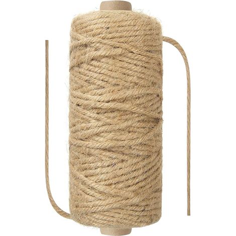 Corde de jute 3 mm x 50 m, corde de chanvre en sisal pour jardin, plantes, artisanat, colis, attache, griffoir à chat